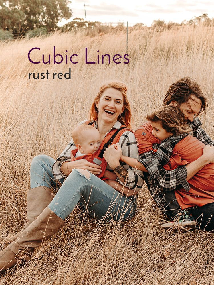 Fidella FlyClick Halfbuckle Bæresele - Cubic Lines Rustred